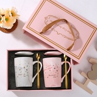 Fabulosa Taza de Cerámica con Diseño de Mármol de 13oz, Duradera, con Tapa y Cuchara, para Mujeres, Regalos de Cumpleaños - Mejores Amigas, Esposa, Mamá, Hija, Hermana