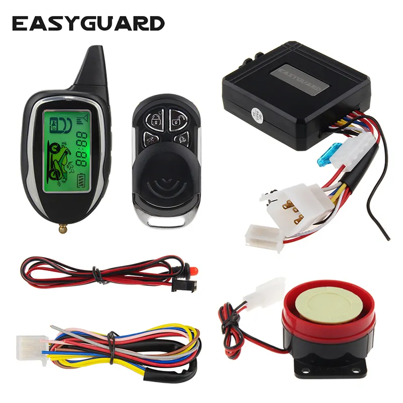 EASYGUARD2 way LCD pager display Motorcycle Alarm remote engine start Motion sensor warning