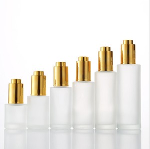 30 ml rõ ràng <span class=keywords><strong>Frosted</strong></span> Báo Chí sang trọng <span class=keywords><strong>push</strong></span> <span class=keywords><strong>button</strong></span> Vàng Pipette tinh dầu chai thủy tinh với vàng bạc Top - Product Image 2
