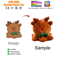 Porte-clés personnalisé mignon, cerf de Noël, pieuvre, créez vos propres porte-clés personnalisés, cadeaux de Noël, peluche de Noël