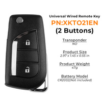 XHORSE XKTO21EN Llave Remota Universal de 2 Botones de Segunda Generación, Versión en Inglés, Reemplaza las Llaves de Coche XKTO01EN