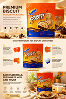 Sachet Doypack Personnalisé avec Logo Imprimé en PET/AL/PE Stratifié, Fermeture Zippée, Emballage Alimentaire de Qualité pour Nourriture pour Animaux, Chocolat, Bouchées de Pretzels, Snacks