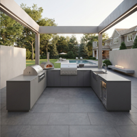 Cuisine extérieure en acier inoxydable de style américain, résistante à l'humidité, armoire personnalisée, cuisine extérieure avec barbecue pour jardin
