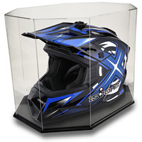 YAGELI YGL-1208 Vitrine d'exposition pour casques de moto en acrylique transparent sur mesure, base noire, options d'épaisseur 3mm/4mm, logo personnalisé