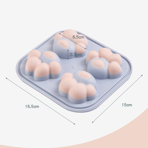 Moule à glaçons en silicone Patte de chat, 4 cavités, qualité alimentaire, réutilisable, pour boissons, chocolat, aliments pour bébés et savon - Product Image 1