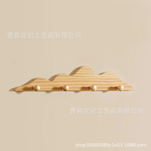 Wooden Hill Shaped Wall Mounted Hooks 8cm Spacing For <b>Clothes</b> Hat <b>Storage</b> Rack - Product Image 4