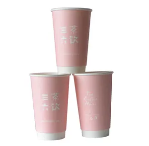 Green Treasure MY Coffee Party Paper Cups Insulated Double Walled Hot Paper Disposable Craft Paper Tea Cup with Lids