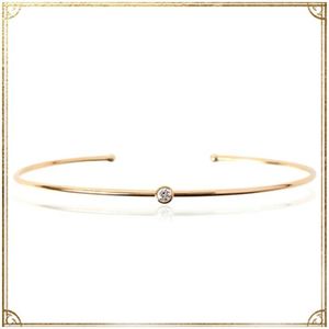 Xinfly Customized AU750 Fashion Jewelry High Quality 0.10ct Natural Diamond 18K Pure Women Rose Gold Cuff <b>Bangle</b> <b>Bracelet</b> - Product Image 4