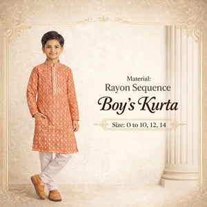 Kurta de Rayón con Lentejuelas para Niños, Largo hasta el Tobillo, Ropa Étnica Tradicional para Bodas en India y Pakistán, de 0 a 14 Años, Corte Regular - Product Image 1