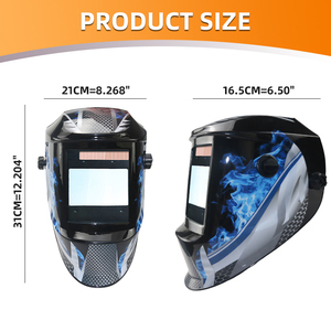 Anteojos de soldar de color verdadero con oscurecimiento automático solar, súper grandes, con 4 sensores de arco, DIN5-DIN13, para soldadura TIG, MIG, MMA y rectificado, con llama azul - Product Image 3