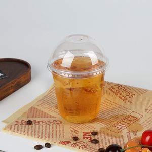 Wholesale Black or White logo Printing Low MOQ 12oz U-Shape Disposable <b>Cold</b> Drink PET Plastic <b>Cup</b> with Dome Lids and Straws - Product Image 1