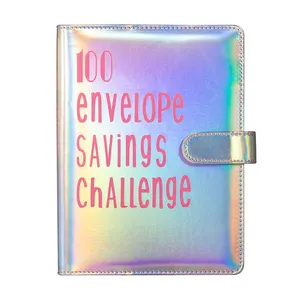 Factory Customized Leather Cover 100 Days Cash Savings Challenge Notebook Metal Binder Budget Book