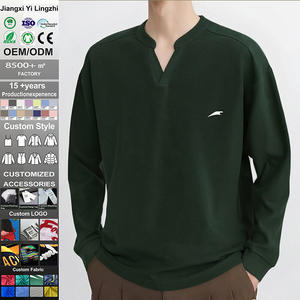 Sudadera de Cuello en V de Algodón 100% de Primera Calidad, Ligera, de Lujo, Holgada, <span class=keywords><strong>con</strong></span> Logotipo Personalizado al por Mayor para Hombre - Product Image 1