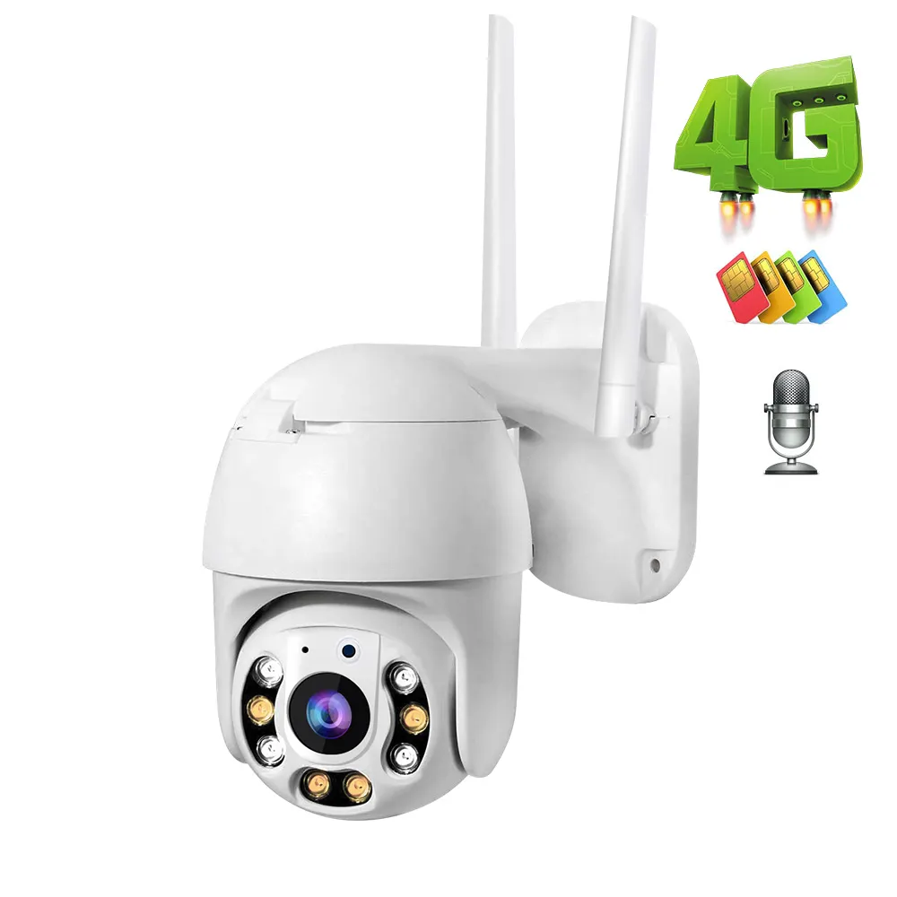 Kamera Kartu Sim 1080P 4G, Kamera Ip Keamanan Nirkabel Luar Ruangan P2p Cctv Ptz Zoom Otomatis