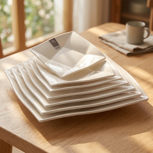 Assiettes de buffet carrées en mélamine <span class=keywords><strong>blanche</strong></span> de haute qualité, vente chaude américaine - Product Image 2