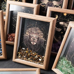 천연 크리스탈 자갈 프레임 12 별자리 사진 프레임 장식 홈 데스크탑 장식 크리스탈 칩 스톤 프레임 - Product Image 4