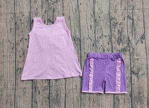 GSSO3461 CUSTOM Conjunto sin mangas morado con estampado para niña pequeña, venta al por mayor, conjunto infantil para niña - Product Image 5