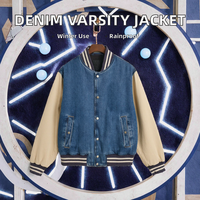 Nouvelle veste universitaire longue décontractée en toile, imperméable et réversible, avec patchs en chenille brodés sur le devant, idéale pour l'extérieur en hiver, OEM