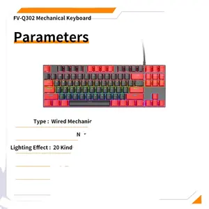 Sembol arkadan aydınlatmalı FV-Q302 tuşlu 104 kablolu klavye en çok satan keyboardmechanical mekanik klavye