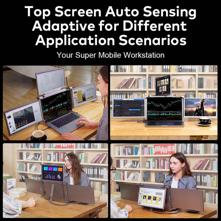 14 Inch IPS 1080P Triple Monitor Laptop Screen Extender - 3 Screen ...