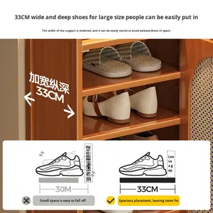<span class=keywords><strong>Zapatero</strong></span> ajustable apilable de gran capacidad de madera maciza moderna, 5 estantes de pie, armario <span class=keywords><strong>estrecho</strong></span>, organizador de zapatos de <span class=keywords><strong>entrada</strong></span> - Product Image 3