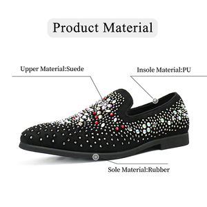 Mocassins en velours pour hommes, patchwork et strass, style décontracté, pour soirée, les plus vendus en gros - Product Image 4