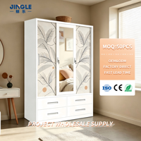 Armoire en acier verrouillable à 3 portes coulissantes avec miroir et 4 tiroirs, placard de rangement métallique pour chambre à coucher, projet personnalisé