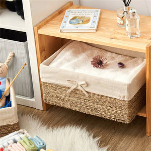 Cestini portaoggetti a cubo di <span class=keywords><strong>vimini</strong></span> cestino intrecciato a mano <span class=keywords><strong>contenitore</strong></span> in Rattan intrecciato stoviglie cestini dispensa con coperchi bagni rimovibili - Product Image 6