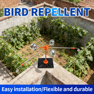 Répulsif d'Oiseaux Portable à Énergie Solaire et Éolienne avec Éoliennes Réfléchissantes pour Jardins, Vergers et Forêts - Product Image 1