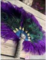 HY grand éventail à main pliant en plumes d'autruche pour femmes Costume Show Tea Party accessoire vacances danse mariée mariage décor