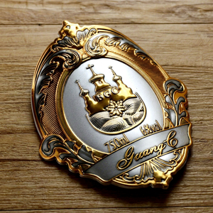 Custom Zinc Alloy Metal Gold Plate 3D Embossed <b>Waterproof</b> Adhesive Perfume Wine Cosmetics Bottle Label <b>Sticker</b> - Product Image 1