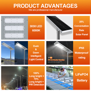 Iluminación <span class=keywords><strong>exterior</strong></span> a prueba de agua Ip65 50W 100W 150W 200W 250W 300W <span class=keywords><strong>Farola</strong></span> LED <span class=keywords><strong>solar</strong></span> integrada todo en uno - Product Image 2