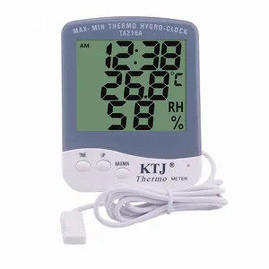 数字液晶显示器最大-最小温度计湿度计便携式室内温湿度计，带闹钟和探头