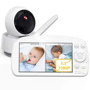 Non-WiFi Hack-Proof 5000mAh Rechargeable Battery Babyphone 1080P Camera 5.5 inch Baby Monitor with Screen and no APP
