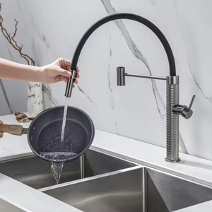 Robinet de cuisine moderne haut de gamme rétractable et rotatif en acier inoxydable à montage sur pont, <span class=keywords><strong>mitigeur</strong></span> classique monotrou chaud/froid - Product Image 2