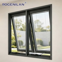 Fenêtre à auvent extérieure Rogenilan, insonorisée, double vitrage Low-E, en aluminium, sur mesure, avec stores