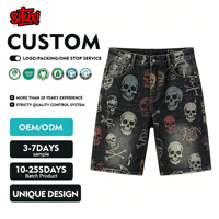 Shorts en jean pour hommes, style streetwear vintage déchiré, délavage foncé, faible MOQ personnalisé, pour l'été, hip-hop
