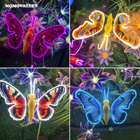 Momovalley - Decoración Navideña Impermeable de 40 cm con Luces LED de Mariposas en Movimiento, Simulación Dinámica