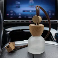 11ml Farbverlauf Auto-Lufterfrischer-Set Nachfüllbare Mattglas-Flaschen mit Naturholzdeckeln