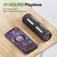 P Haut-parleur portable étanche à dents bleues avec lampe de poche, lampe de bureau, haut-parleur de vélo, lumière LED camping