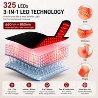 OEM ODM Rotlichttherapie-Matte 900x400mm 325 LEDs 660nm 850nm PU-Leder Anpassbares Design Schmerzlinderung für Körper & Hände/Füße