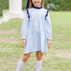 Abiti da bambina alla moda a manica lunga con volant in maglia di cotone a righe monogramma <span class=keywords><strong>autunno</strong></span> inverno vestito da principessa per bambini - Product Image 1