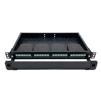 Panneau de brassage fibre optique MPO 1U pour montage en rack, 4 cassettes plastiques (4x12 fibres), 48 fibres, type fixe