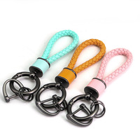 Mode coloré voiture porte-clés porte-clés porte-clés main voiture porte-clés luxe tissé cuir porte-clés