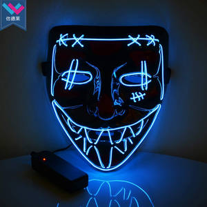 Máscara de <span class=keywords><strong>purga</strong></span> de PVC que brilla intensamente con LED espeluznante <span class=keywords><strong>para</strong></span> Halloween, disfraz de Cosplay con cable EL de luz de miedo <span class=keywords><strong>para</strong></span> mascarada/carnavales/raves - Product Image 2
