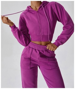 Vêtements pour femmes avec corde Pull à capuche solide Ensemble sweat à capuche et pantalon à cordon de serrage à manches longues - Product Image 5