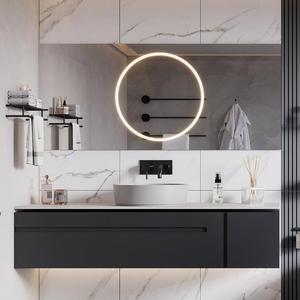 Tùy Chỉnh Hiện Đại Phòng Tắm Sang Trọng Vanity Treo Tường LED Gương Tủ Lưu Trữ Đồ Nội Thất Gỗ Cho Căn Hộ Khách Sạn Biệt Thự Dự Án - Product Image 4