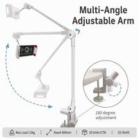 Support de téléphone à clipser sur bureau 360° °   Support de tablette rotatif à bras flexible 640 mm avec pince en C 10-70 mm pour bureau et lit, vente en gros OEM