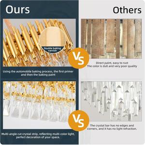 Moderne Kristall-Kronleuchter 350mmX800mm Gold-Kronleuchter Rechteckige Kristall-Pendelleuchte 3-stufiger Moderner Kronleuchter Deckenleuchten - Product Image 2