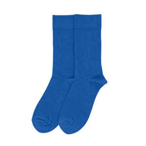 Chaussettes ras du cou bleues unies personnalisées pour hommes, tricotées, style classique, usage quotidien, respirantes, avec revers antidérapant et logo, en coton confortable pour l'automne - Product Image 6